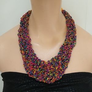 Vintage Large Beaded Statement Bib Necklace